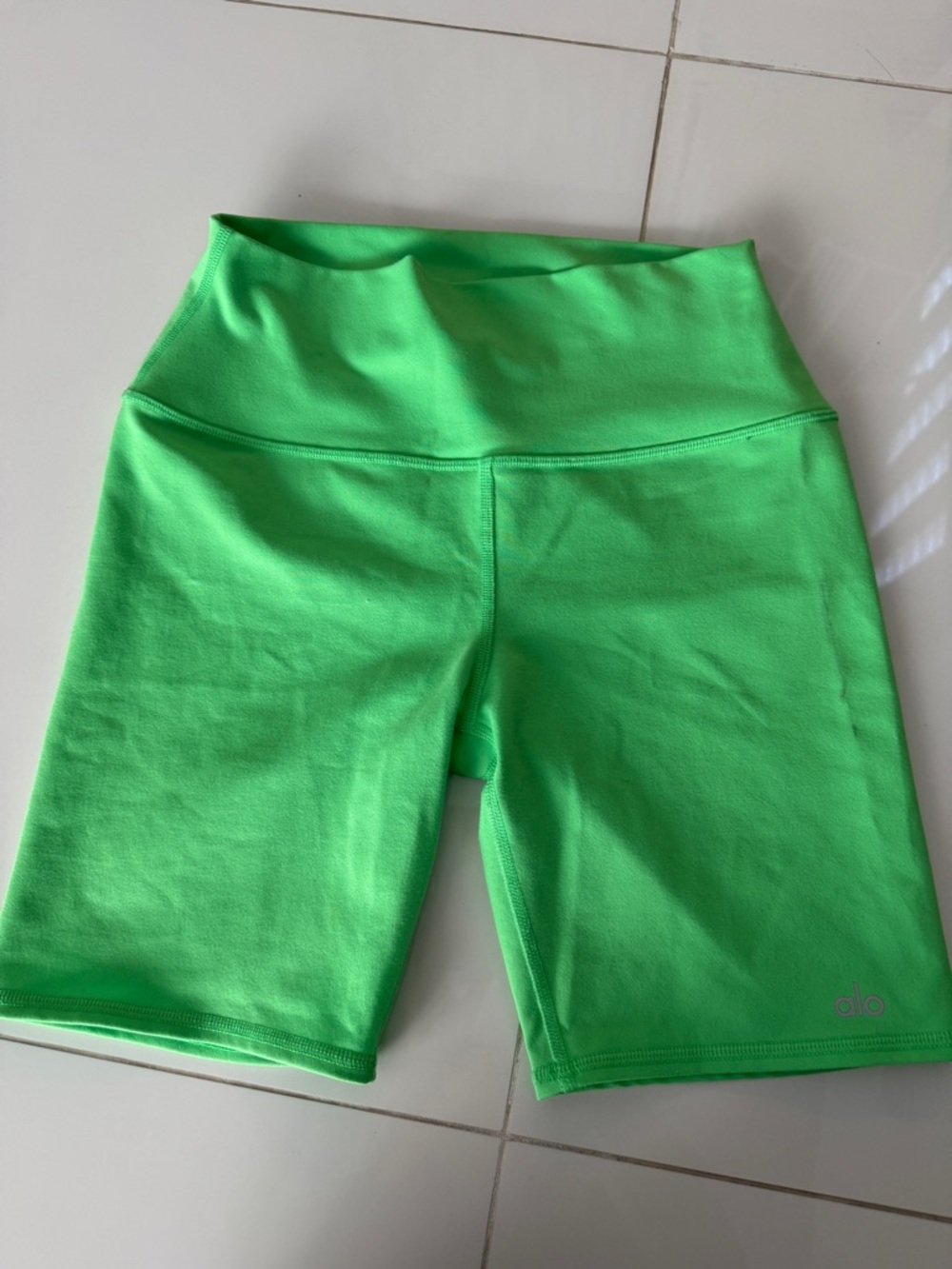 ALO Yoga Neon Green High-Rise Bike Shorts